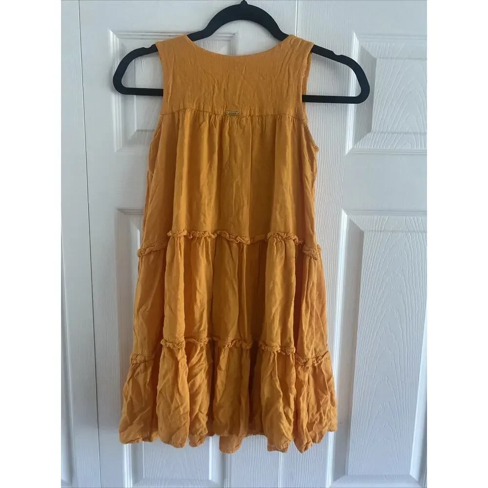 Amma Girls Youth 10 Orange Tiered Mini Dress Resort Wear Vacation‎ Brazil